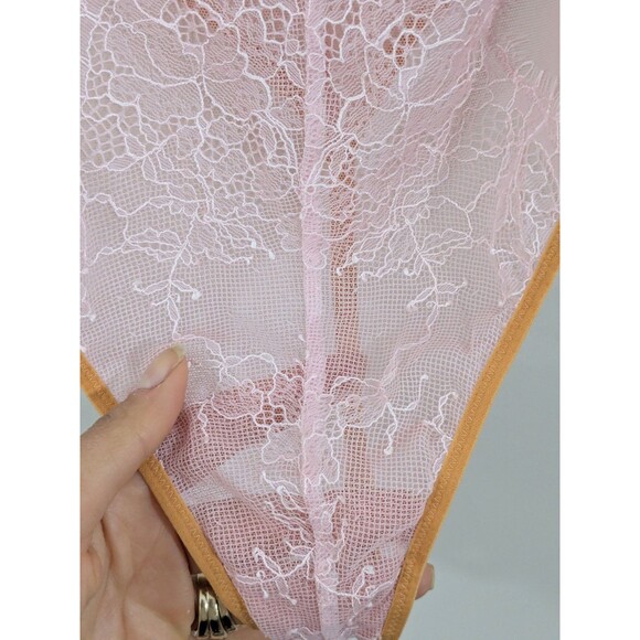 VS Very Sexy V wire Thong Teddy Bodysuit Angel Baby Pink Lace Sz S Cosplay - Picture 5 of 10